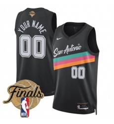 Men San Antonio Spurs Active Player Custom Black 2026 Finals Patch City Edition Stitched Basketball Jersey Men San Antonio Spurs Active Player Custom Black 2026 Finals Patch City Edition Stitched Basketball Jersey