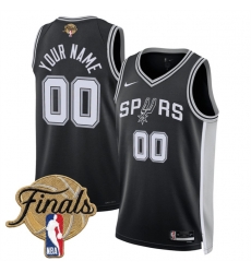 Men San Antonio Spurs Active Player Custom Black 2026 Finals Patch Icon Edition Stitched Basketball Jersey