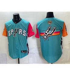 Men San Antonio Spurs Team Big Logo Teal 2026 Finals Patch Stitched Baseball Jersey