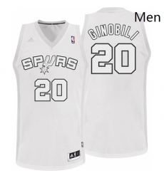 Mens Adidas San Antonio Spurs 20 Manu Ginobili Swingman White Winter On Court NBA Jersey