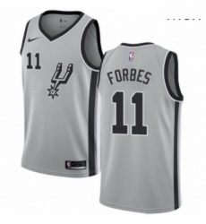 Mens Nike San Antonio Spurs 11 Bryn Forbes Swingman Silver NBA Jersey Statement Edition 