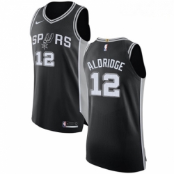 Mens Nike San Antonio Spurs 12 LaMarcus Aldridge Authentic Black Road NBA Jersey Icon Edition