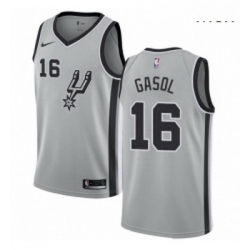 Mens Nike San Antonio Spurs 16 Pau Gasol Swingman Silver Alternate NBA Jersey Statement Edition 