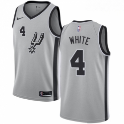 Mens Nike San Antonio Spurs 4 Derrick White Authentic Silver Alternate NBA Jersey Statement Edition 