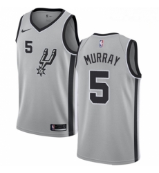 Mens Nike San Antonio Spurs 5 Dejounte Murray Authentic Silver Alternate NBA Jersey Statement Edition