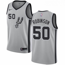 Mens Nike San Antonio Spurs 50 David Robinson Authentic Silver Alternate NBA Jersey Statement Edition