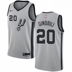 Womens Nike San Antonio Spurs 20 Manu Ginobili Swingman Silver Alternate NBA Jersey Statement Edition