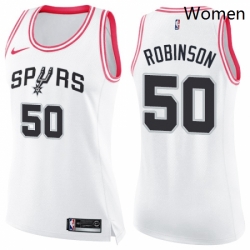 Womens Nike San Antonio Spurs 50 David Robinson Swingman WhitePink Fashion NBA Jersey