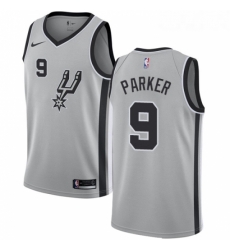 Womens Nike San Antonio Spurs 9 Tony Parker Swingman Silver Alternate NBA Jersey Statement Edition