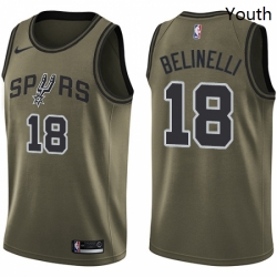 Youth Nike San Antonio Spurs 18 Marco Belinelli Swingman Green Salute to Service NBA Jersey 