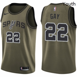 Youth Nike San Antonio Spurs 22 Rudy Gay Swingman Green Salute to Service NBA Jersey 