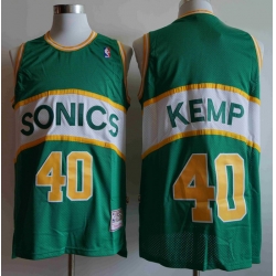 Men Seattle SuperSonics SHAWN KEMP 40 Mitchell Ness Jersey Green