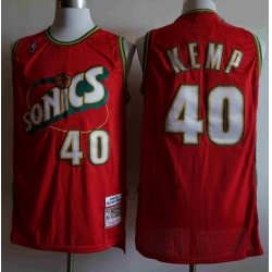 Men Seattle SuperSonics SHAWN KEMP 40 Mitchell Ness Jersey Red