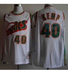 Men Seattle SuperSonics SHAWN KEMP 40 Mitchell Ness Jersey White