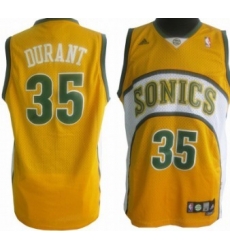 Seattle Supersonics #35 Kevin Durant Yellow Swingman Jerseys