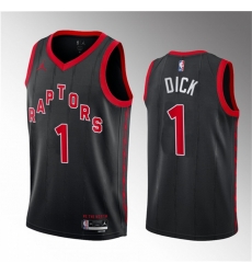 Men Toronto Raptors 1 Gradey Dick Black 2023 Draft Statement Edition Stitched Basketball Jersey