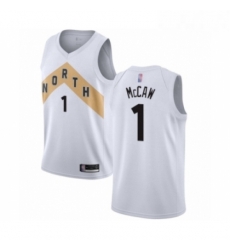 Mens Toronto Raptors 1 Patrick McCaw Swingman White Basketball Jersey City Edition 