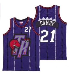 Raptors 21 Marcus Camby Purple Big Gray TR Logo Retro Jersey0