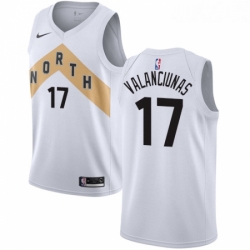 Youth Nike Toronto Raptors 17 Jonas Valanciunas Swingman White NBA Jersey City Edition