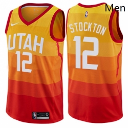 Mens Nike Utah Jazz 12 John Stockton Swingman Orange NBA Jersey City Edition