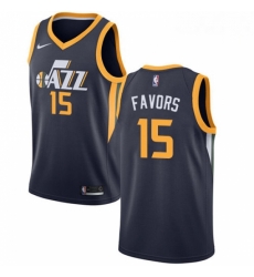 Mens Nike Utah Jazz 15 Derrick Favors Swingman Navy Blue Road NBA Jersey Icon Edition