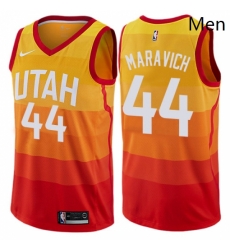 Mens Nike Utah Jazz 44 Pete Maravich Authentic Orange NBA Jersey City Edition