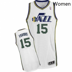 Womens Adidas Utah Jazz 15 Derrick Favors Authentic White Home NBA Jersey