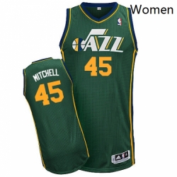 Womens Adidas Utah Jazz 45 Donovan Mitchell Authentic Green Alternate NBA Jersey 