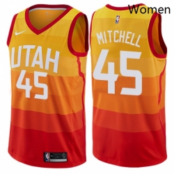 Womens Nike Utah Jazz 45 Donovan Mitchell Swingman Orange NBA Jersey City Edition 