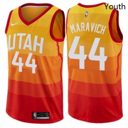 Youth Nike Utah Jazz 44 Pete Maravich Swingman Orange NBA Jersey City Edition