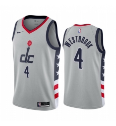 Men Nike Washington Wizards 4 Russell Westbrook Gray NBA Swingman 2020 21 City Edition Jersey