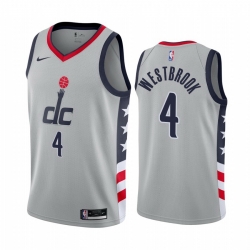 Men Nike Washington Wizards 4 Russell Westbrook Gray NBA Swingman 2020 21 City Edition Jersey