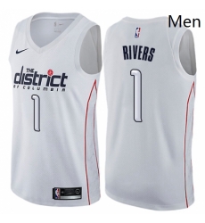 Mens Nike Washington Wizards 1 Austin Rivers Swingman White NBA Jersey City Edition 