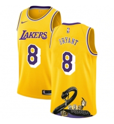 Lakers 8 Kobe Bryant Yellow Nike R I P Swingman Fashion Jersey 7