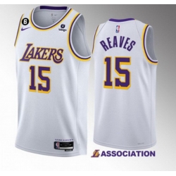 Men Los Angeles Lakers 15 Austin Reaves White Association Edition With NO 6 Patch Stitched Basketball Jersey 001