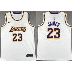 Men Los Angeles Lakers 23 LeBron James White Stitched Basketball Jersey