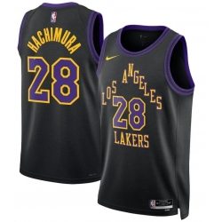 Men Los Angeles Lakers 28 Rui Hachimura Black 2023 24 City Edition Stitched Basketball Jersey