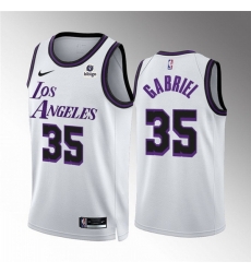 Men Los Angeles Lakers 35 Wenyen Gabriel White City Edition Stitched Basketball Jersey