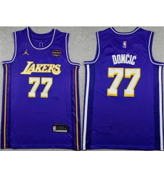 Men Los Angeles Lakers 77 Luka Doncic Purple Statement Edition Stitched Basketball Jersey