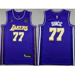 Men Los Angeles Lakers 77 Luka Doncic Purple Statement Edition Stitched Basketball Jersey