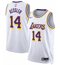 Mens Los Angeles Lakers #14 Walker Kessler White Stitched NBA Jersey