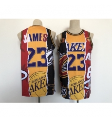 Men's Los Angeles Lakers #23 Michael Jordan Split Jersey