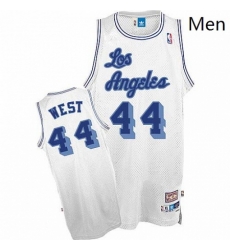 Mens Mitchell and Ness Los Angeles Lakers 44 Jerry West Authentic White Throwback NBA Jersey