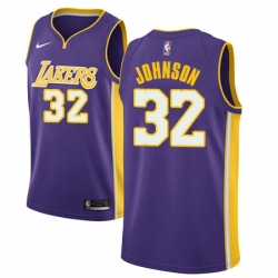 Womens Nike Los Angeles Lakers 32 Magic Johnson Swingman Purple NBA Jersey Statement Edition