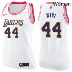 Womens Nike Los Angeles Lakers 44 Jerry West Swingman WhitePink Fashion NBA Jersey