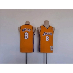 Youth Los Angeles Lakers 8 Kobe Bryant Yellow Stitched Basketball Jersey