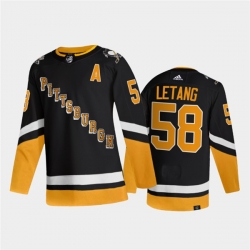 Men Pittsburgh Penguins 58 Kris Letang 2021 2022 Black Stitched Jersey