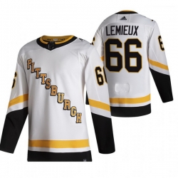 Men Pittsburgh Penguins 66 Mario Lemieux White Adidas 2020 21 Reverse Retro Alternate NHL Jersey