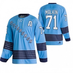 Men Pittsburgh Penguins 71 Evgeni Malkin 2022 Blue Classics Stitched jersey