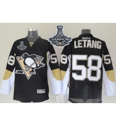 Penguins #58 Kris Letang Black 2017 Stanley Cup Finals Champions Stitched NHL Jersey